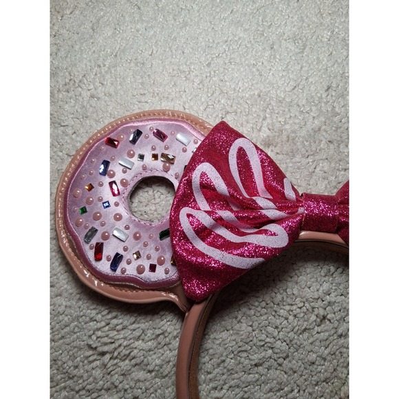 Disney BaubleBar Donut Minnie Mouse Ears Headband Pink Glitter Sparkle - Picture 2 of 6